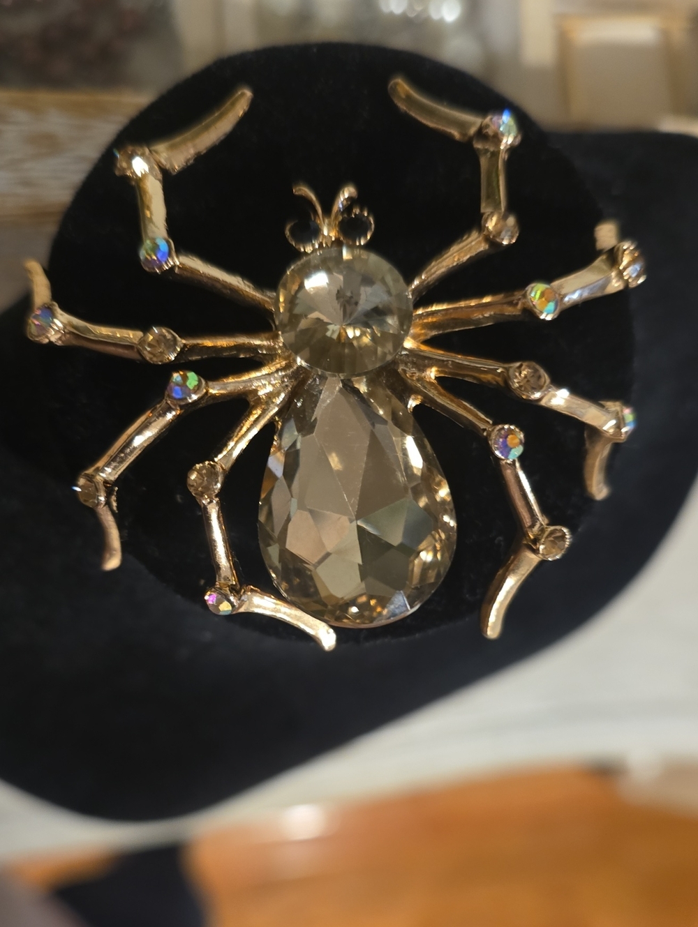 Gold Crystal Spider Brooch - Women's Jewelry